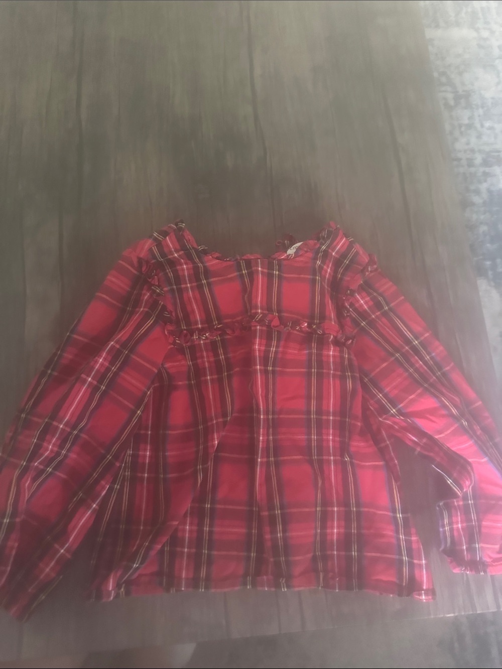 Crewcuts Red Plaid Ruffle-Trim Top